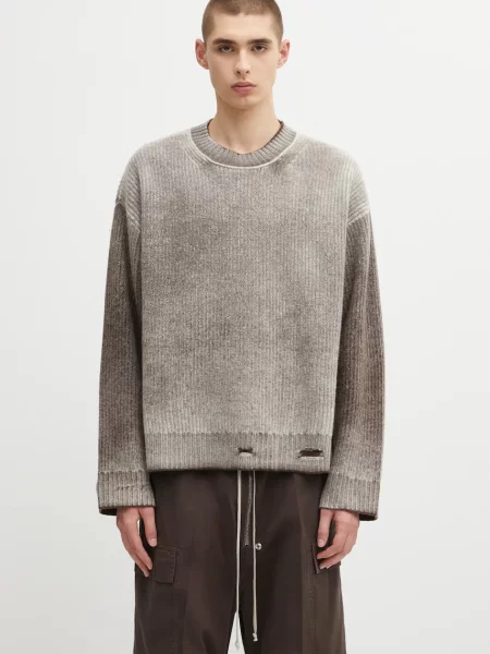 Represent pulover din lână cu două fețe Reversible Fade Out maro