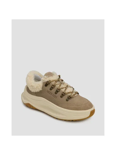 Adidași Din Piele De Căprioară Bej Cu Blană Moon Boot City Shearling maro