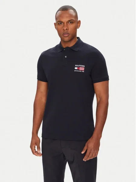Tommy Hilfiger Tricou polo Flag Bleumarin albastru
