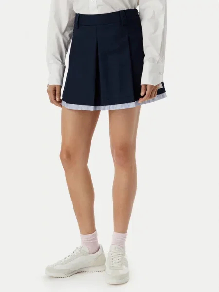 Tommy Jeans Пола тип трапец Varsity Pleated Тъмносин