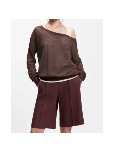 Dzianinowy sweter Boss brązowy