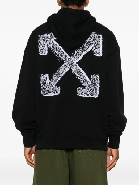 Hanorac cu glugă Off-white cu broderie alb