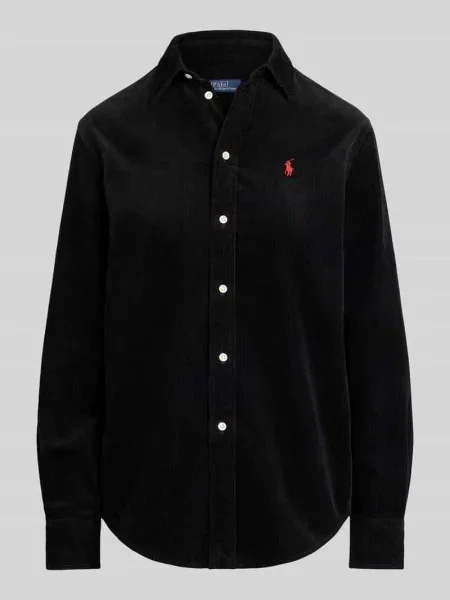Bluzka koszulowa z wyhaftowanym logo Polo Ralph Lauren czarna