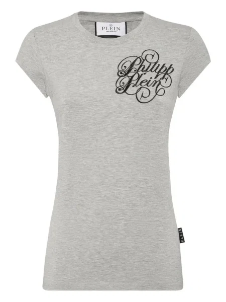 Tricou Philipp Plein cu broderie gri