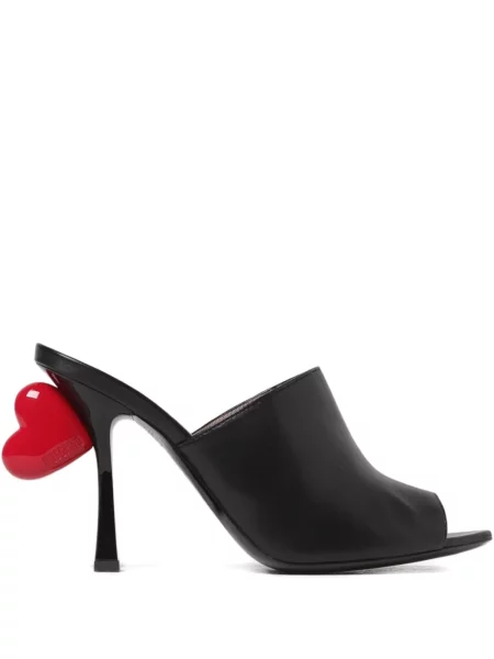 Sandale Moschino cu motiv cu inimi negru