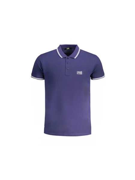 Krótka koszulka polo Cavalli Class niebieska