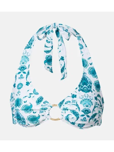 Top Heidi Klein z wzorem paisley z dekoltem halter biały