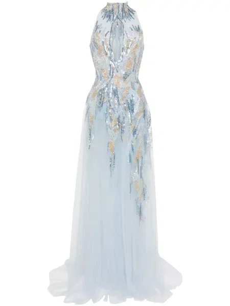 Rochie Saiid Kobeisy cu broderie de costum albastru