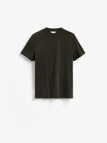Reserved Tricou cu croială regular și adaos de mătase verde-metalizat verde
