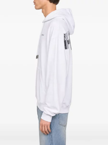 Hanorac cu glugă Off-white cu imagine cu cordon alb