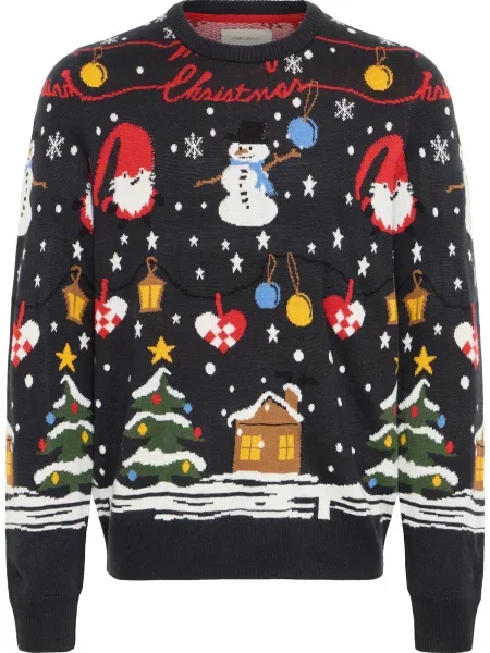 BLEND Pulover BHMATEO CHRISTMAS bleumarin / verde / roșu alb