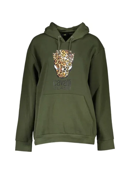 Hanorac cu glugă Cavalli Class cu imagine cu model leopard verde
