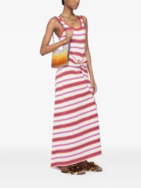 Rochie maxi Rabanne cu dungi de costum alb
