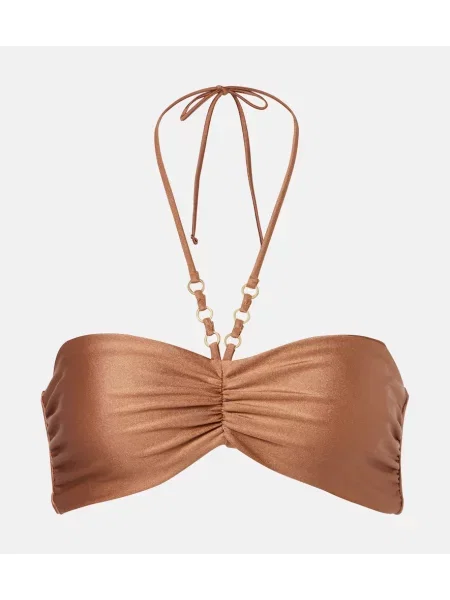 Top Jade Swim cu volane maro