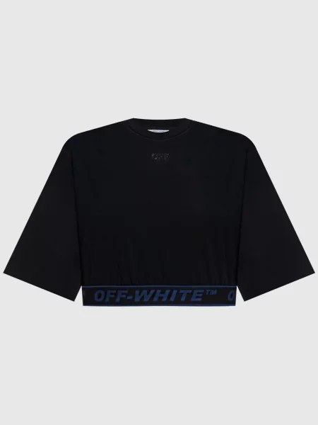 Укорочена футболка Off-white чорна