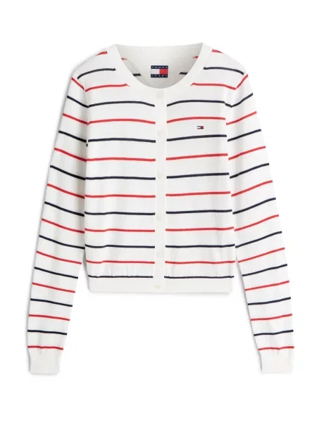 Tommy Jeans Geacă tricotată ESSENTIAL bleumarin / roșu alb