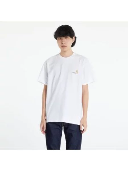 Krátký tričko Carhartt Wip s krátkými rukávy s aplikacemi bílé