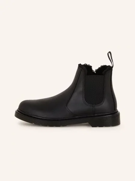Dr. Martens Botki Chelsea Leonore Ze Sztucznym Futrem schwarz czarne