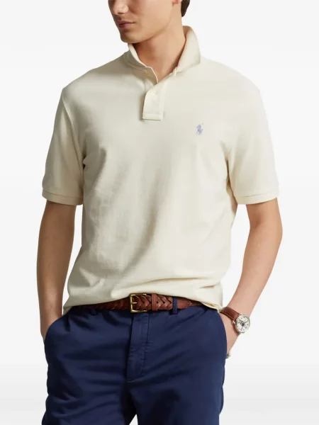 Fleece polo Polo Ralph Lauren με κέντημα με λαιμόκοψη v κόκκινο