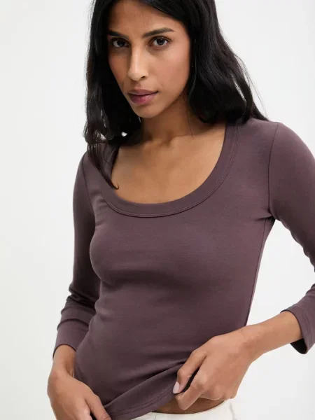 Majica z dolgimi rokavi Answear.LAB rjava