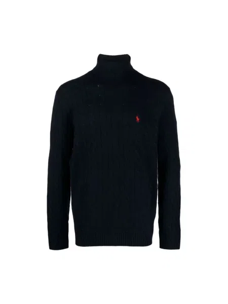 Sweter Polo Ralph Lauren z kaszmiru z wysokim kołnierzem niebieski