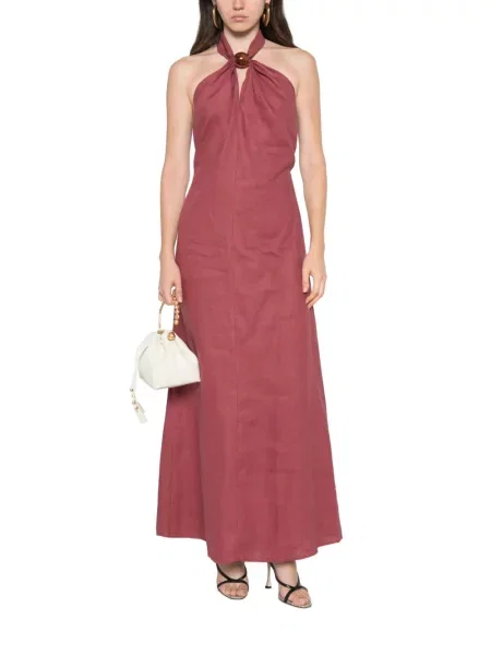 Rochie maxi Faithfull cu gât halter roșu