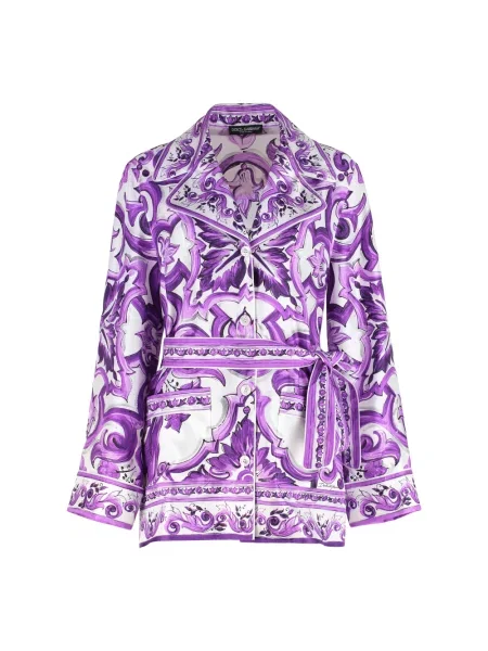 Koszula Dolce And Gabbana z nadrukiem z twillu fioletowa