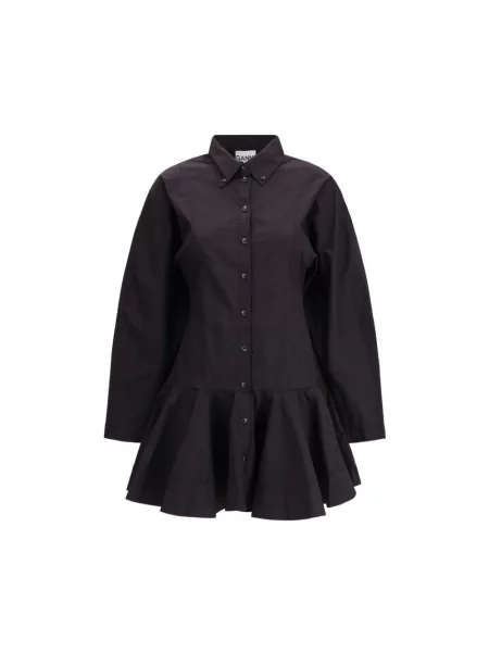 Krótka sukienka koszulowa Ganni czarna