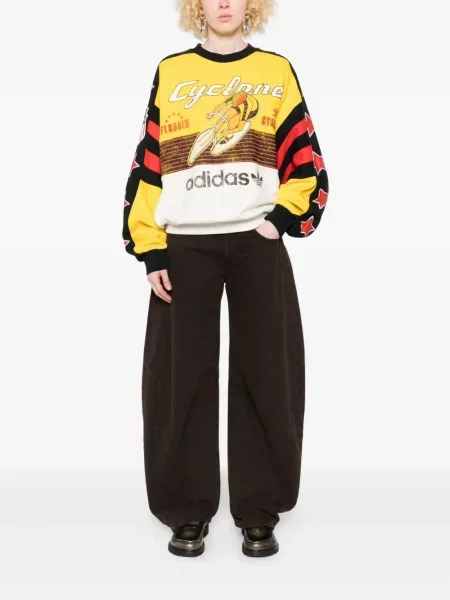 Tricou Adidas cu dungi cu imagine alb