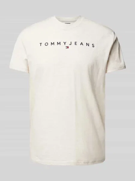T-shirt o kroju regular fit z czystej bawełny z wyhaftowanym logo Tommy Jeans biała