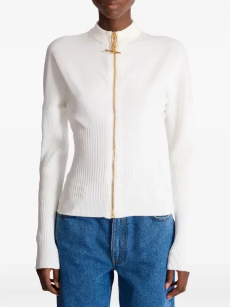 Cardigan Balmain tricotate alb