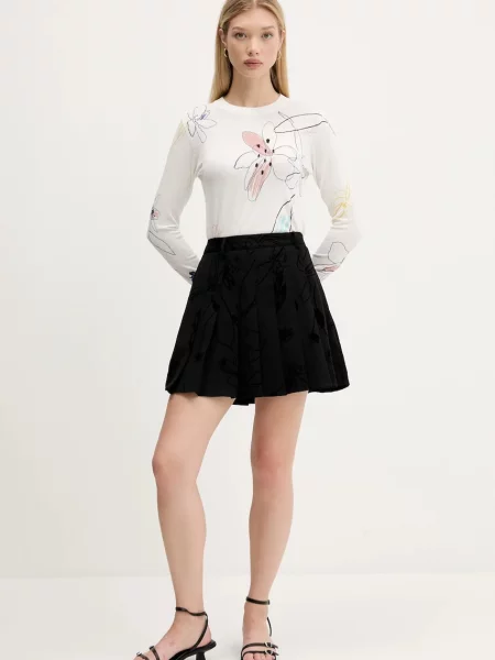 Спідниця Desigual FLOCK mini розкльошена чорний