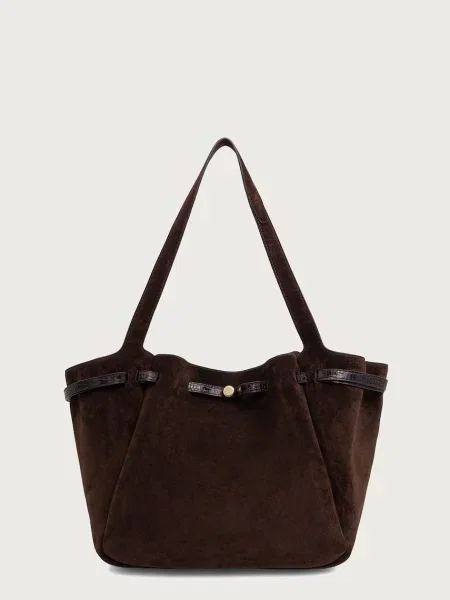 Geantă shopper Tory Burch din piele maro