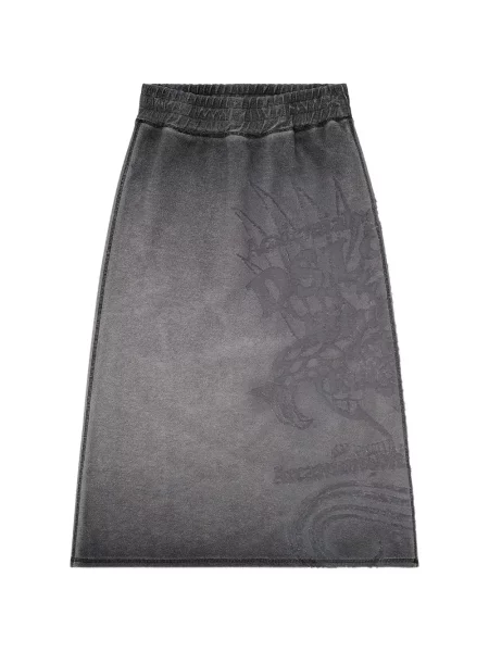 Fustă midi Diesel din fleece cu imagine gri