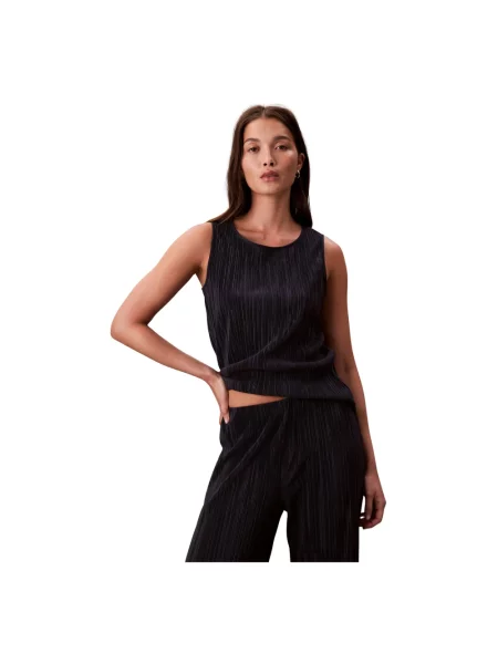 Bluzka Calvin Klein plisowana niebieska