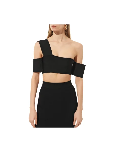 Bluzka Alexander Mcqueen z odkrytymi ramionami czarna