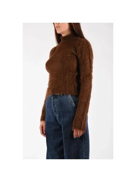 Sweter z golfem Dondup wełniany do golfa brązowy