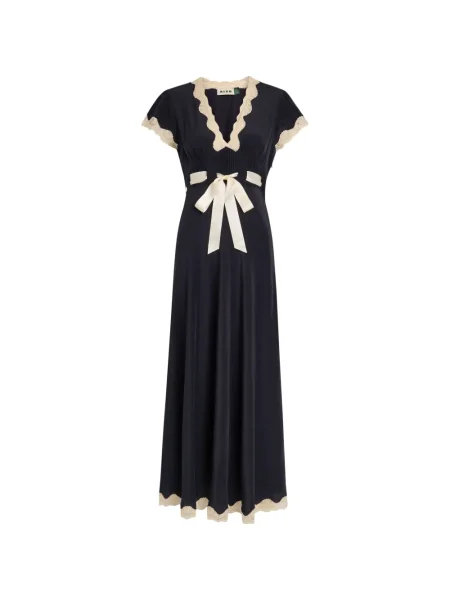 Sukienka Rixo z kokardką koronkowa garniturowa czarna