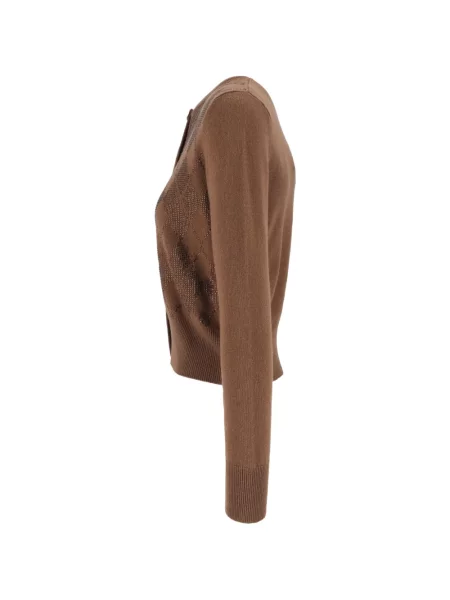 Cardigan Max Mara tricotate cu model argyle maro