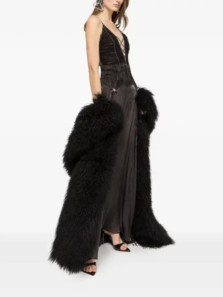 Rochie maxi Nissa din dantelă de costum negru