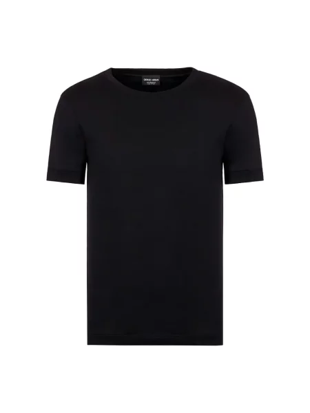 Къс тениска Giorgio Armani с кръгло деколте черно