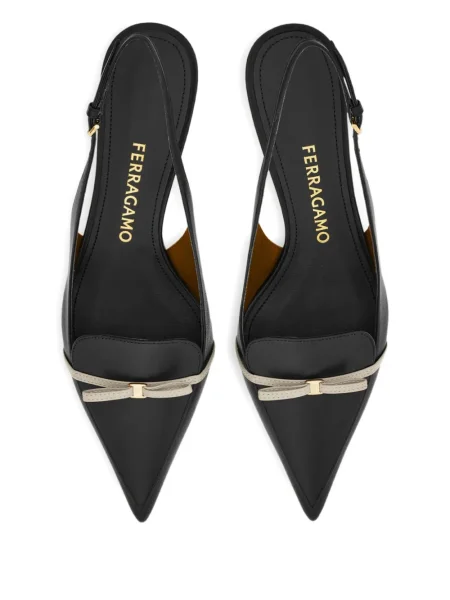 Pantofi cu toc Ferragamo cu funde slingback negru