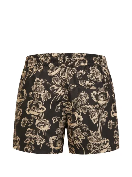 Slip de baie Commas cu model floral cu imagine negru