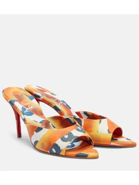 Papuci tip mules Christian Louboutin din canvas