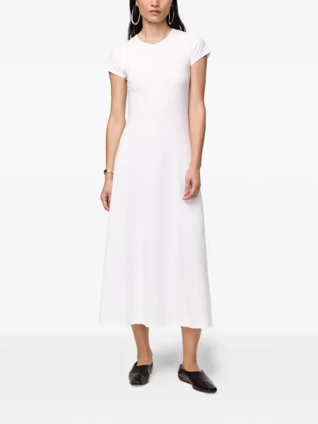 Rochie midi Another Tomorrow în linie A alb