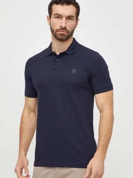 Polo majica Boss Orange za muškarce tamno bez uzorka plava