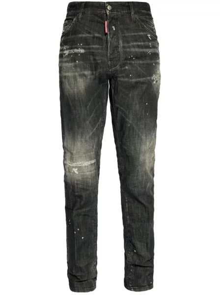 Дънки Dsquared2 с протрити краища черно