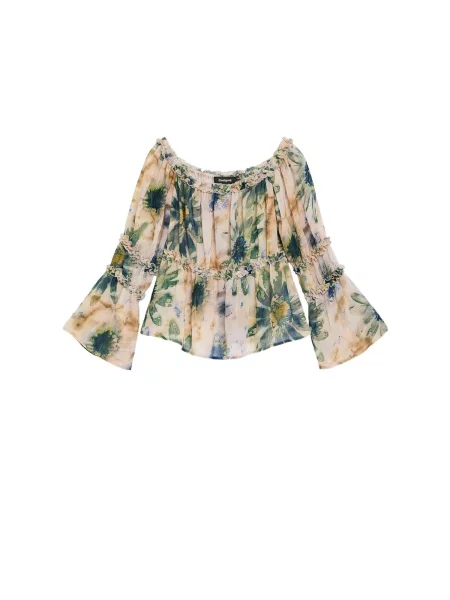 Desigual Bluză albastru amestec / verde amestecat / pastel roșu