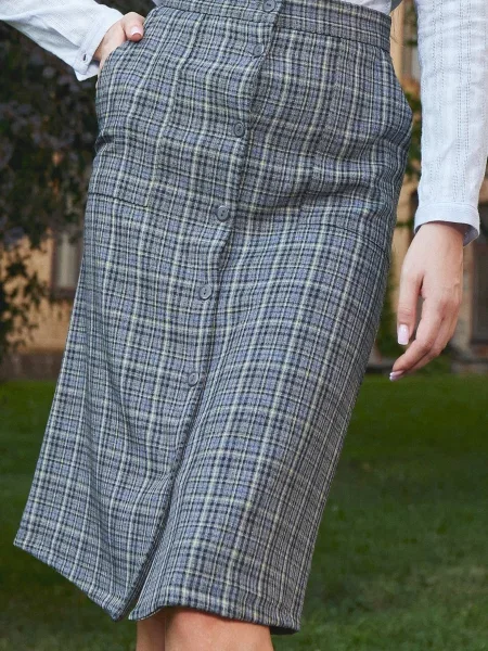 Спідниця міді LadyLike бавовна/поліестер сірий