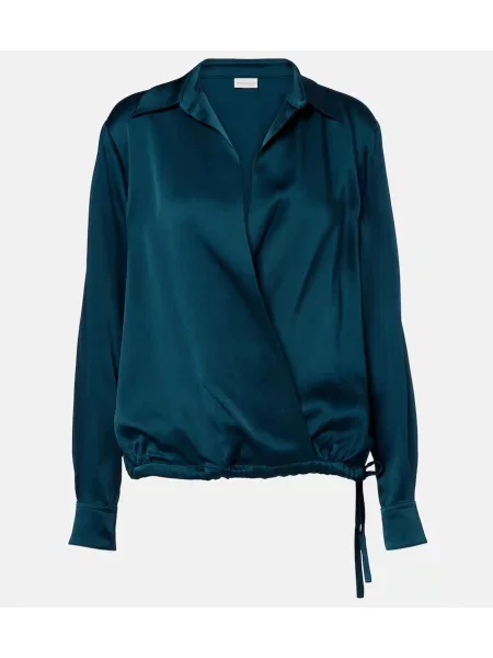 Top Dries Van Noten din satin albastru